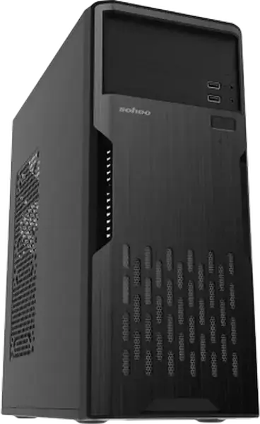 Sohoo 2810BK Midi-Tower ATX Case, Black SGCC Steel Chassis, Supports Micro-ATX/Mini-ITX, Includes 500W PSU, Front Mesh Filter, 7 PCIe Slots