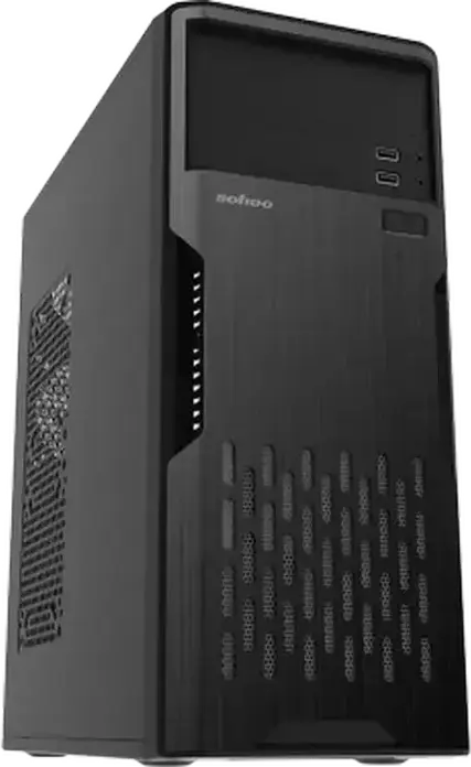 Sohoo 2810BK Midi-Tower ATX Case, Black SGCC Steel Chassis, Supports Micro-ATX/Mini-ITX, Includes 500W PSU, Front Mesh Filter, 7 PCIe Slots