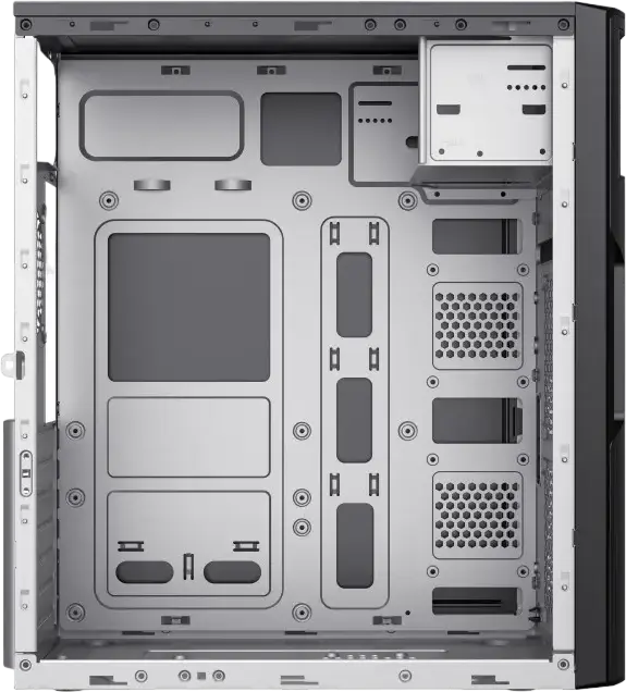 Sohoo 2810BK Midi-Tower ATX Case, Black SGCC Steel Chassis, Supports Micro-ATX/Mini-ITX, Includes 500W PSU, Front Mesh Filter, 7 PCIe Slots