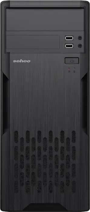 Sohoo 2810BK Midi-Tower ATX Case, Black SGCC Steel Chassis, Supports Micro-ATX/Mini-ITX, Includes 500W PSU, Front Mesh Filter, 7 PCIe Slots