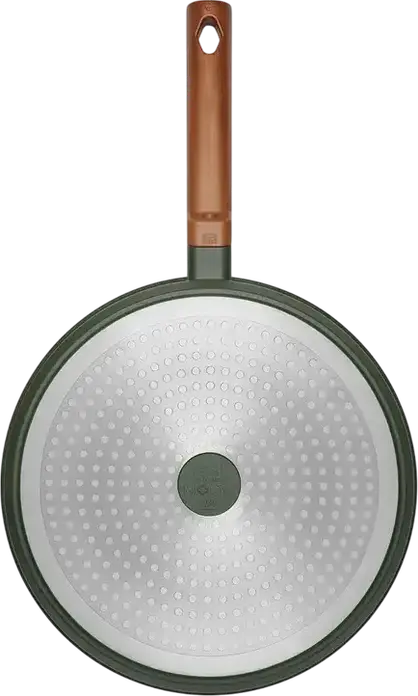 RESTO SADR Non-Stick Frying Pan with Wood-Effect Ergonomic Handle, Induction Compatible Patterned Silver Base, 28cm
