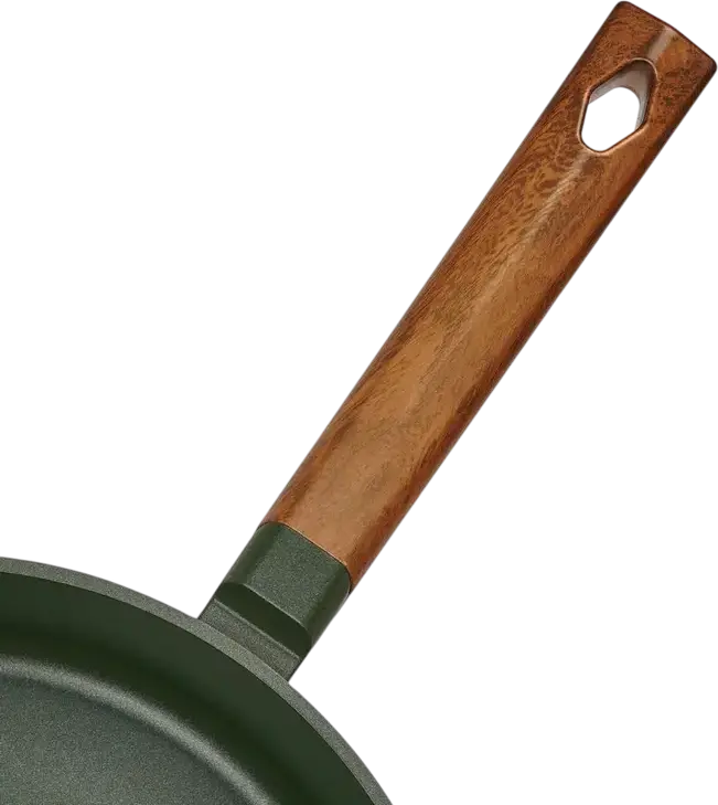 RESTO SADR Non-Stick Frying Pan with Wood-Effect Ergonomic Handle, Induction Compatible Patterned Silver Base, 28cm