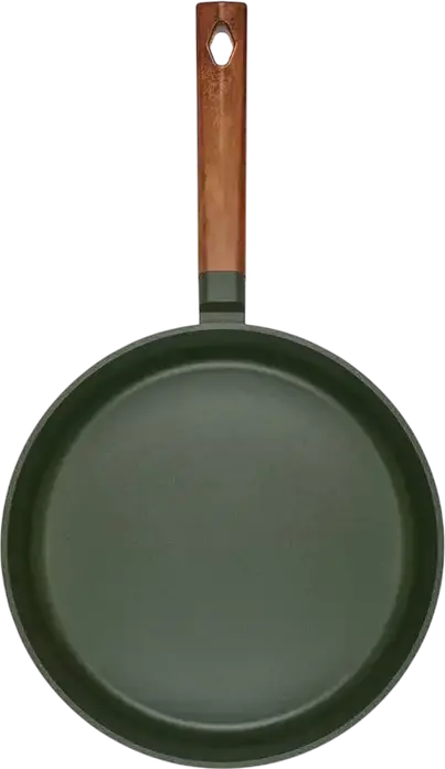 RESTO SADR Non-Stick Frying Pan with Wood-Effect Ergonomic Handle, Induction Compatible Patterned Silver Base, 28cm