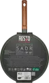 RESTO SADR Non-Stick Frying Pan with Wood-Effect Ergonomic Handle, Induction Compatible Patterned Silver Base, 28cm