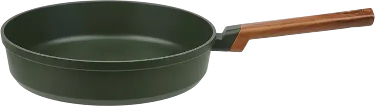 RESTO SADR Non-Stick Frying Pan with Wood-Effect Ergonomic Handle, Induction Compatible Patterned Silver Base, 28cm