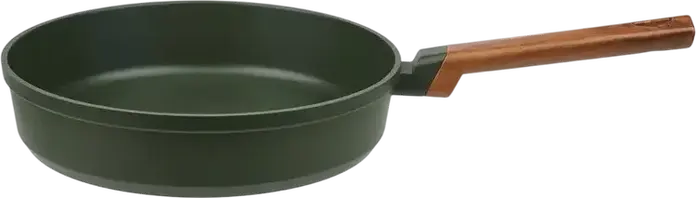 RESTO SADR Non-Stick Frying Pan with Wood-Effect Ergonomic Handle, Induction Compatible Patterned Silver Base, 28cm