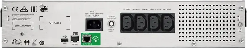 APC Smart-UPS C SMC1000I-2UC UPS Line-Interactive 1000VA/600W, Undă Sinusoidală Pură, Rackmount 2U, AVR, Ecran LCD, 4 prize IEC C13, Negru