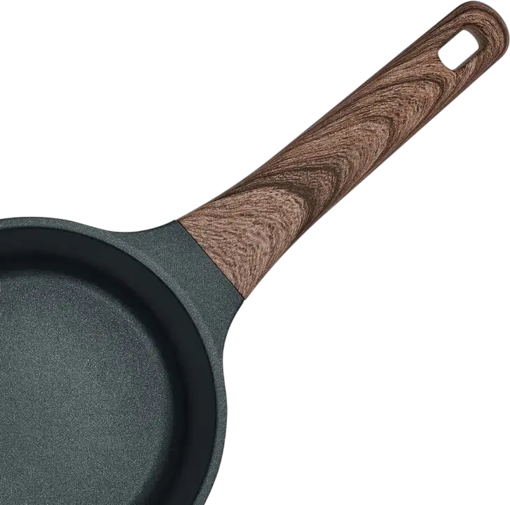 Resto 93900 Ran Saucepan with Glass Lid, 1.3L, 16cm Aluminum Non-Stick Pot, Pfluon Cookmark Coating, Induction Compatible, Wood-Grain Handle, Black