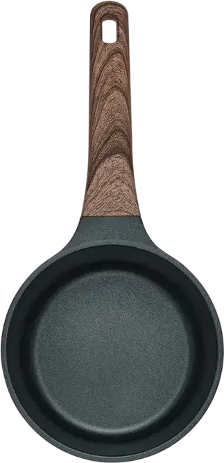 Resto 93900 Ran Saucepan with Glass Lid, 1.3L, 16cm Aluminum Non-Stick Pot, Pfluon Cookmark Coating, Induction Compatible, Wood-Grain Handle, Black