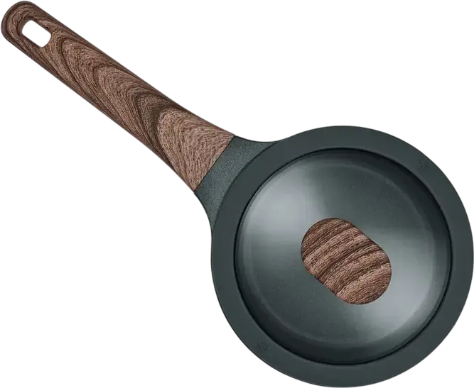 Resto 93900 Ran Saucepan with Glass Lid, 1.3L, 16cm Aluminum Non-Stick Pot, Pfluon Cookmark Coating, Induction Compatible, Wood-Grain Handle, Black