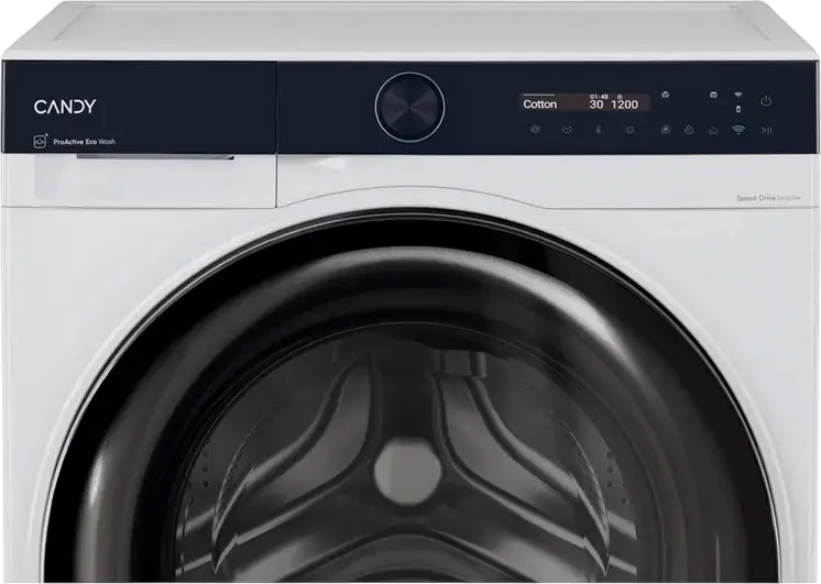 Candy BS 410B10-S ProWash 700 Front-Loading Washing Machine, 10kg, 1400 RPM, Inverter Motor, Class A, hOn Wi-Fi, Steam, White/Black, 60x68x85 cm