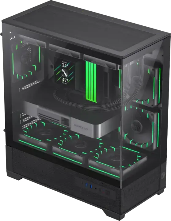 Carcasă PC Gamemax VISTA 2 AB, Midi-Tower, Fără PSU, Negru