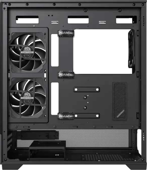Игровой корпус Gamemax VISTA 2 AB Midi-Tower, закаленное стекло спереди и сбоку, поддержка E-ATX, ARGB вентиляторы, USB-C, PWM хаб, Цвет: Черный