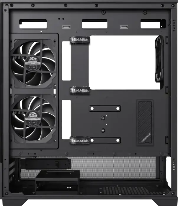 Игровой корпус Gamemax VISTA 2 AB Midi-Tower, закаленное стекло спереди и сбоку, поддержка E-ATX, ARGB вентиляторы, USB-C, PWM хаб, Цвет: Черный
