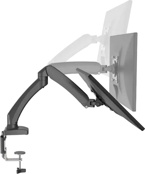 Barkan M121P Desk Mount Monitor Arm for 13"-29" Flat or Curved Screens, Gas Spring Steel Bracket, VESA 75x75 100x100, Black, Max Load 12kg