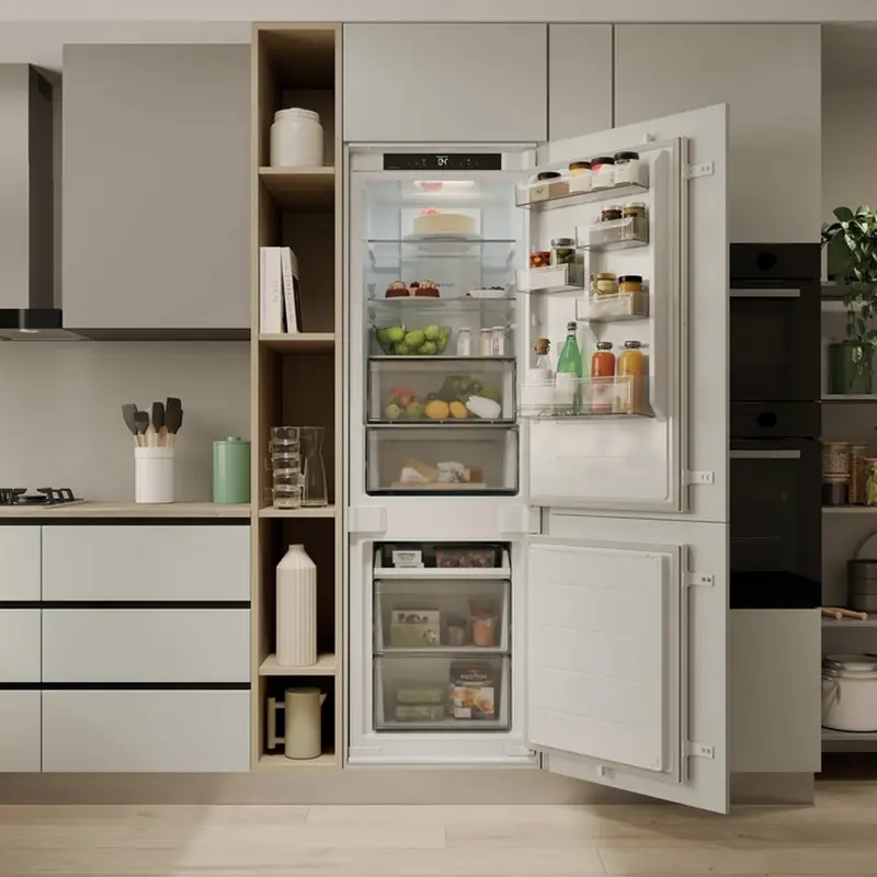 Candy ECNBQT3518E Fresco 400 Built-in Combi Refrigerator, Total No Frost, 251L Capacity, hOn Smart Control, Circle Fresh, White, 177.2x54x55 cm