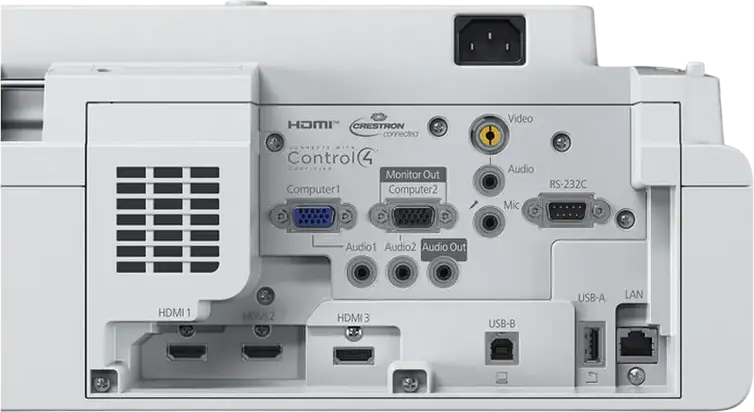 Proiector Laser cu Proiecție Ultra Scurtă Epson EB-720, 3LCD XGA (1024x768), 3800 Lumeni, Contrast 2.5M:1, Wi-Fi, Miracast, HDMI, Difuzor 16W, Alb