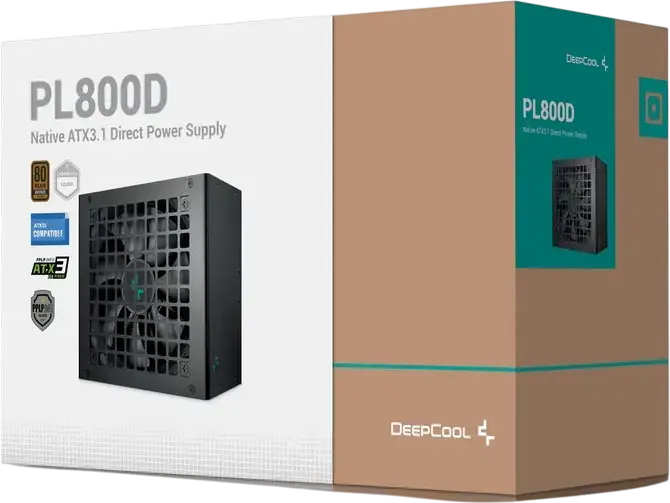 Sursă Alimentare Deepcool PL800D 800W, ATX 12V 3.1, 80 PLUS Bronze, Non-Modulară, Conector PCIe 5.1 12V-2x6, PFC Activ, Ventilator Hydro-Bearing 120mm, Negru