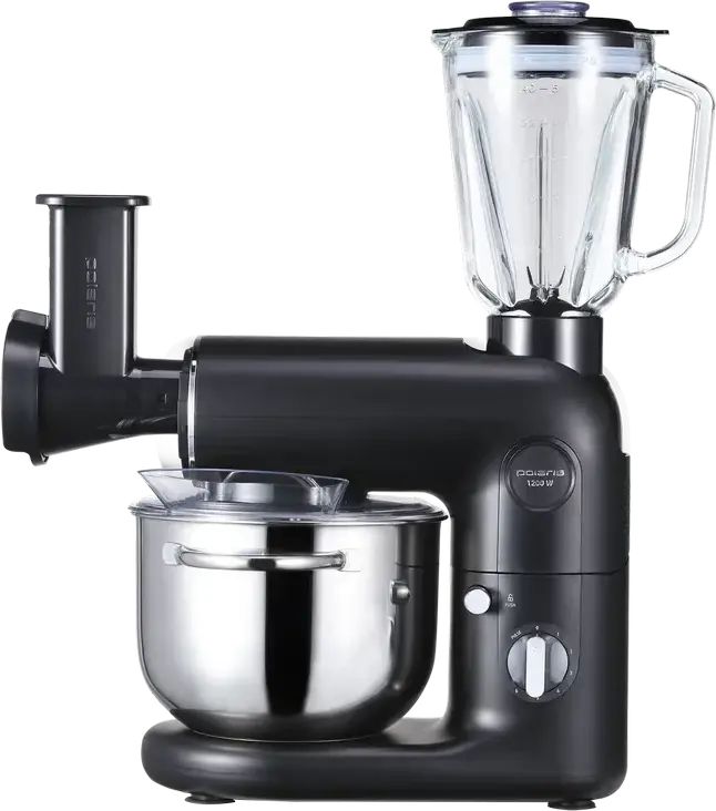 Polaris PKM1206 Planetary Kitchen Machine, 1200W, 5L Stainless Steel Bowl, 6 Speeds + Pulse, with Meat Grinder, Blender and Vegetable Slicer