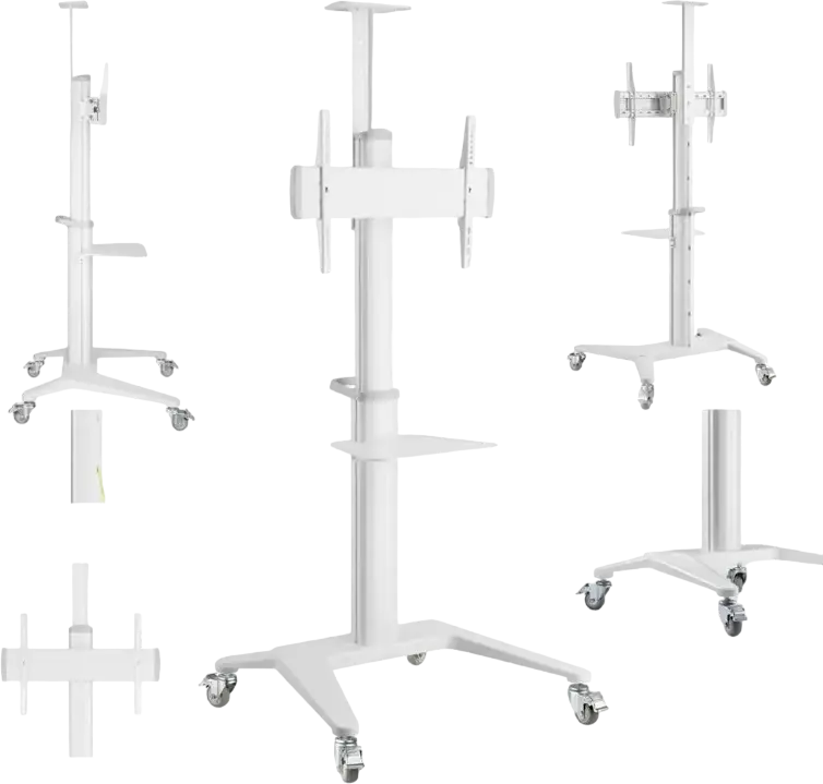 Gembird TVS-70T-02 Mobile TV Floor Stand on Wheels for 37-70 inch Screens, VESA up to 600x400mm, Max Load 70kg, Tilt +5°/-12°, Swivel 90°, White