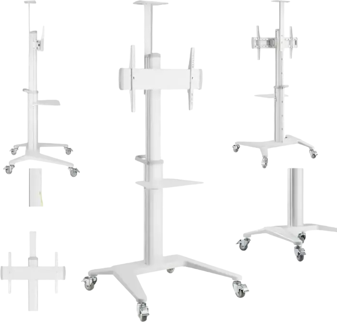 Gembird TVS-70T-02 Mobile TV Floor Stand on Wheels for 37-70 inch Screens, VESA up to 600x400mm, Max Load 70kg, Tilt +5°/-12°, Swivel 90°, White