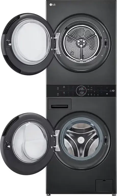 Стирально-сушильная машина LG WashTower WT1210BBF, 12кг/10кг, AI DD, TurboWash 360, Dual Inverter Heat Pump, ThinQ, Center Control, Черный