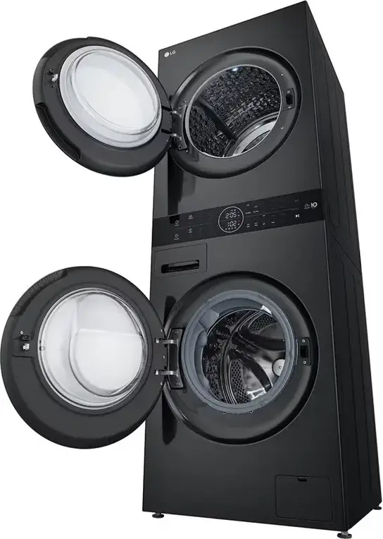 Стирально-сушильная машина LG WashTower WT1210BBF, 12кг/10кг, AI DD, TurboWash 360, Dual Inverter Heat Pump, ThinQ, Center Control, Черный