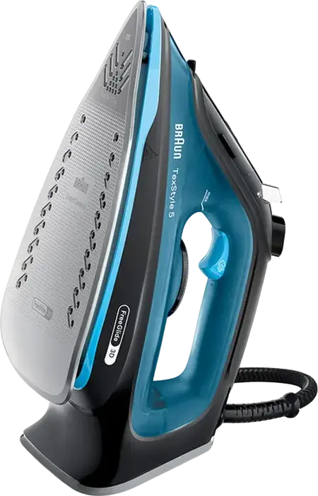 Braun TexStyle 5 SI 5256 Steam Iron, 2700W, SuperCeramic Soleplate, FreeGlide 3D, 210g/min Steam Boost, Anti-calc & Self-cleaning, Black/Blue