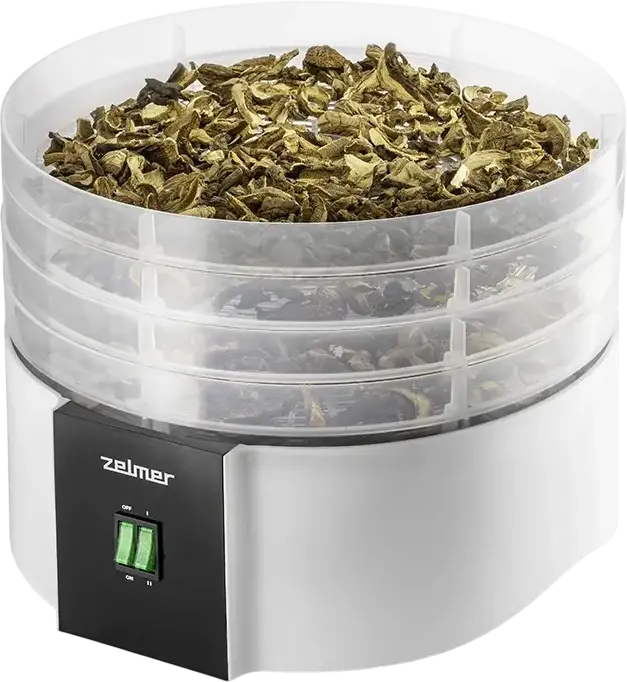 Deshidrator de Alimente Zelmer ZFD1010, 520W, 4 tăvi, Control Mecanic cu Reglare de Temperatură și Protecție Termică, Carcasă Plastic Albă