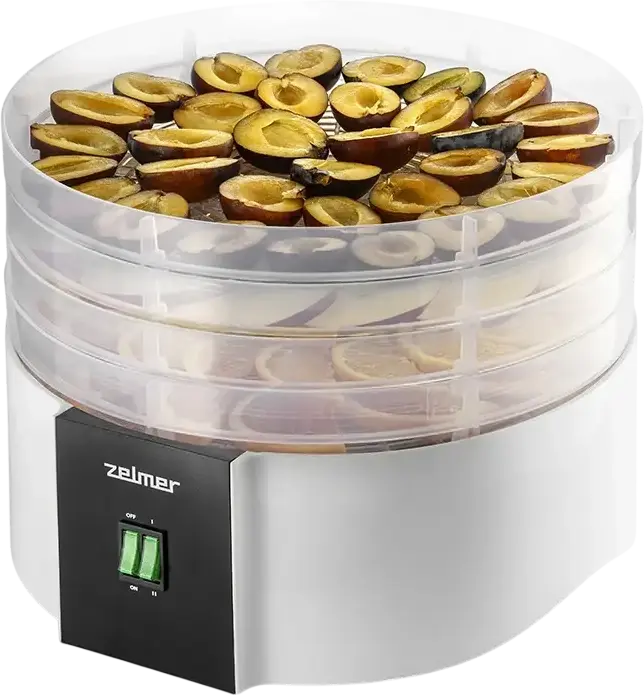 Deshidrator de Alimente Zelmer ZFD1010, 520W, 4 tăvi, Control Mecanic cu Reglare de Temperatură și Protecție Termică, Carcasă Plastic Albă