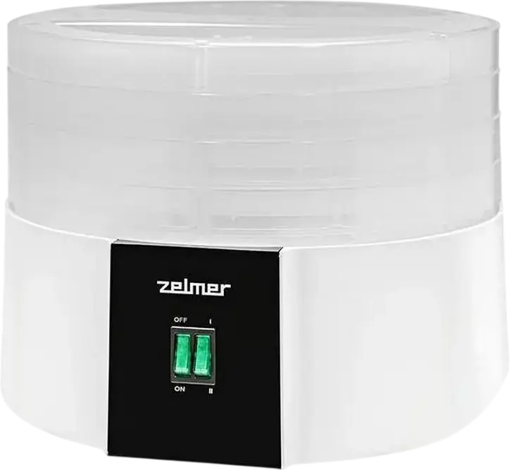 Deshidrator de Alimente Zelmer ZFD1010, 520W, 4 tăvi, Control Mecanic cu Reglare de Temperatură și Protecție Termică, Carcasă Plastic Albă