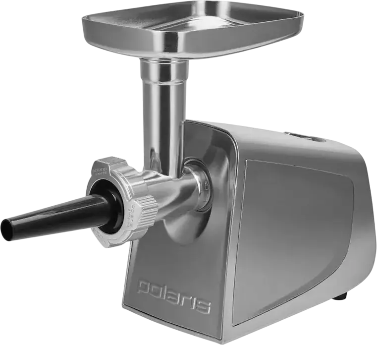 Robot de tocătit carne electric Polaris PMG 2294, 2200W, Carcasă Inox, Capacitate 2.5 kg/min, Funcție Reverse, 3 Discuri, Accesorii pentru Cârnați și Legume