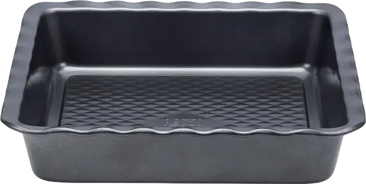 Resto 96115 NORMA Square Baking Tray, Carbon Steel Cake Pan with Wavy Bottom Texture, Grey, 25.5 x 25.5 x 5 cm, Dishwasher Safe