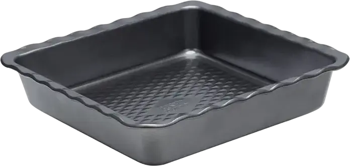 Resto 96115 NORMA Square Baking Tray, Carbon Steel Cake Pan with Wavy Bottom Texture, Grey, 25.5 x 25.5 x 5 cm, Dishwasher Safe