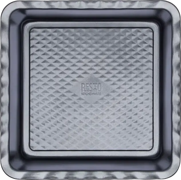 Resto 96115 NORMA Square Baking Tray, Carbon Steel Cake Pan with Wavy Bottom Texture, Grey, 25.5 x 25.5 x 5 cm, Dishwasher Safe