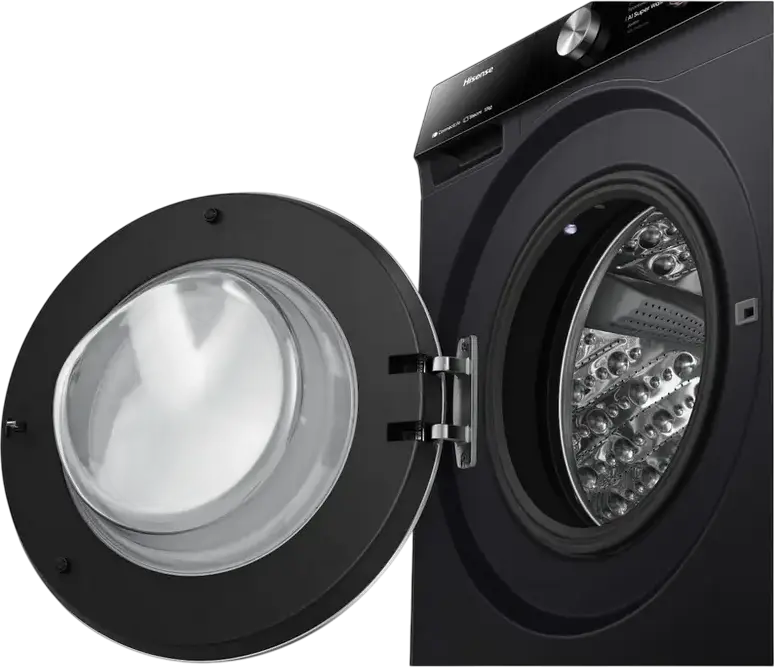 Hisense WF7S1247BB Front-Load Washing Machine, 12 kg Capacity, Class A Energy Efficiency, 1400 rpm Spin Speed, AI Super Wash, Smart Dosing, Wi-Fi, Black