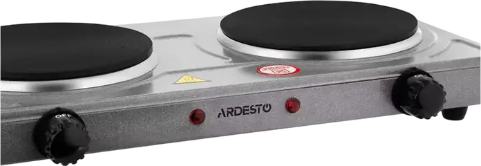 Ardesto ECS-J220G Electric Double Hot Plate Stove, 2 Cast Iron Burners, 2000W Total Power, Enameled Steel Body, Overheating Protection, Grey