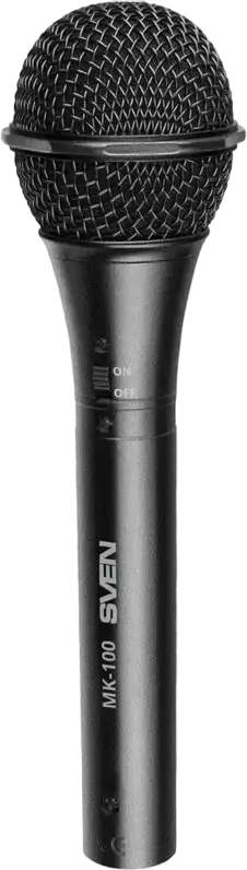 SVEN MK-100 Dynamic Cardioid Microphone, Metal Casing, Wired XLR to 6.3mm Jack with 4m Cable and Adapter, On/Off Switch for Karaoke, Vocals and Studio