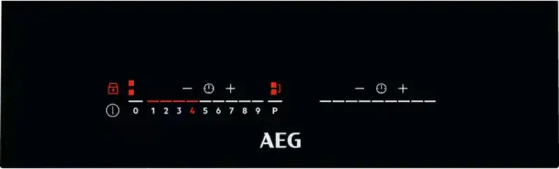 AEG IKE42640KB Built-in Induction Hob Domino, 2 Cooking Zones, CrystalLine Vitroceramic Black Glass, Bridge Function, PowerBoost, Touch Control, 36cm