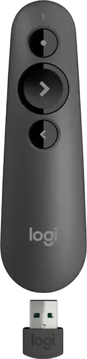 Logitech R500s Wireless Presenter Remote, Bluetooth & 2.4GHz Dual Connectivity, Red Laser Pointer, Compatible with Windows, macOS, Android, iOS, Black