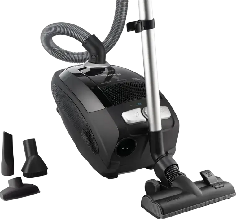 Aspirator cu sac Gorenje VCE21ECBK Evo Control, Putere 800W, Filtru HEPA, Colector de praf 3L, Tub telescopic din aluminiu, Negru