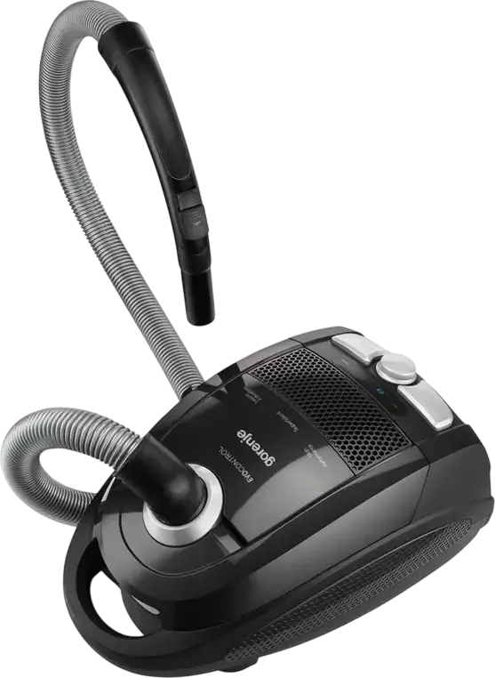 Aspirator cu sac Gorenje VCE21ECBK Evo Control, Putere 800W, Filtru HEPA, Colector de praf 3L, Tub telescopic din aluminiu, Negru