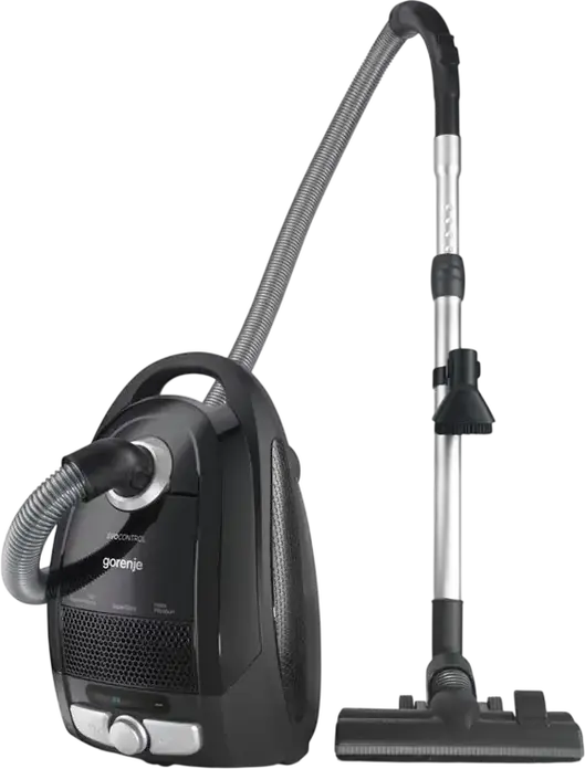 Aspirator cu sac Gorenje VCE21ECBK Evo Control, Putere 800W, Filtru HEPA, Colector de praf 3L, Tub telescopic din aluminiu, Negru