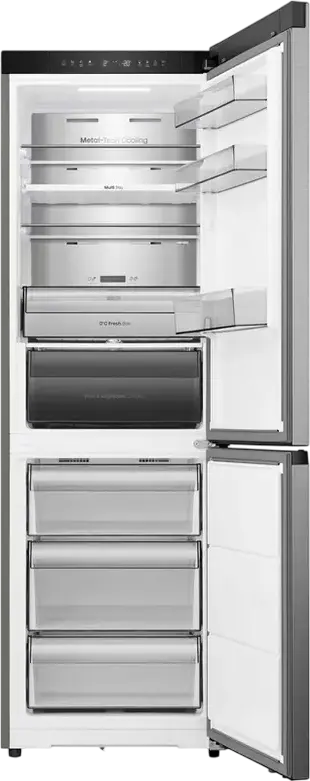 Frigider Combinat Hisense RB3K330SAIC, Total No Frost, 330L, Compresor Inverter, Metal-Tech Cooling, Wi-Fi ConnectLife, Oțel inoxidabil, 185cm