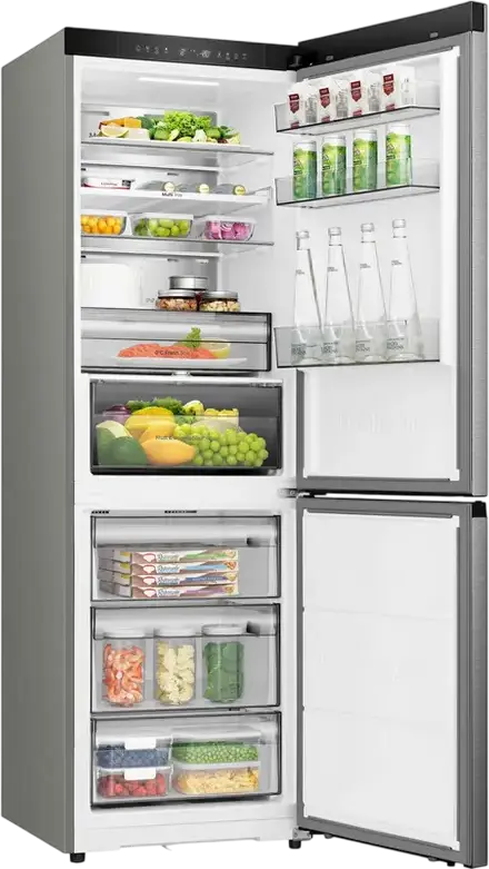 Frigider Combinat Hisense RB3K330SAIC, Total No Frost, 330L, Compresor Inverter, Metal-Tech Cooling, Wi-Fi ConnectLife, Oțel inoxidabil, 185cm