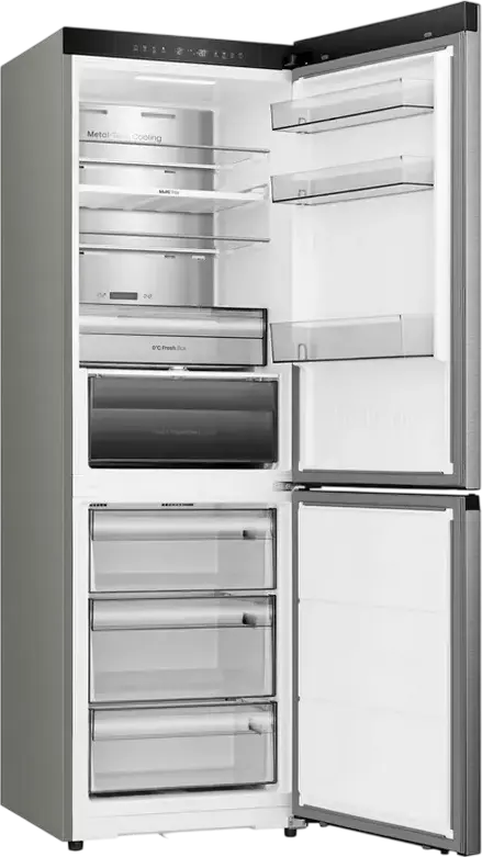 Frigider Combinat Hisense RB3K330SAIC, Total No Frost, 330L, Compresor Inverter, Metal-Tech Cooling, Wi-Fi ConnectLife, Oțel inoxidabil, 185cm