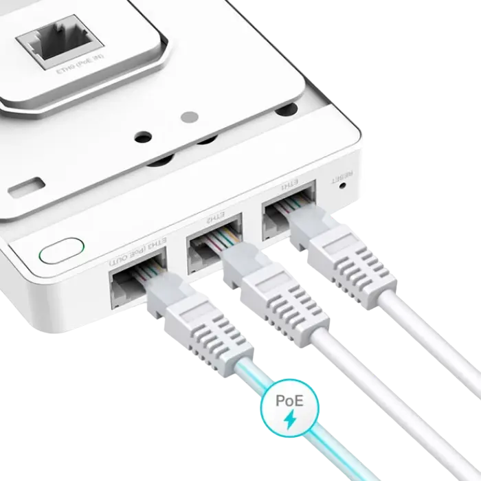 TP-Link EAP235-Wall Omada AC1200 Wireless MU-MIMO Gigabit Wall Plate Access Point, Dual Band 1167 Mbps, 4x Gigabit Ports, PoE Passthrough, White