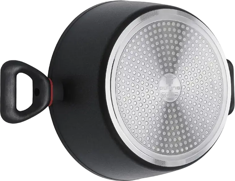 Кастрюля Polaris PRO collection-20C, алюминий с антипригарным покрытием Diamant-3X Pro, стеклянная крышка, ручки из бакелита, объем 2.4 л, диаметр 20 см, черная