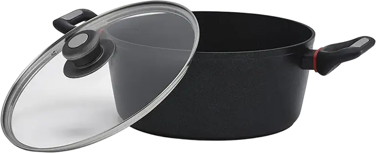 Кастрюля Polaris PRO collection-20C, алюминий с антипригарным покрытием Diamant-3X Pro, стеклянная крышка, ручки из бакелита, объем 2.4 л, диаметр 20 см, черная