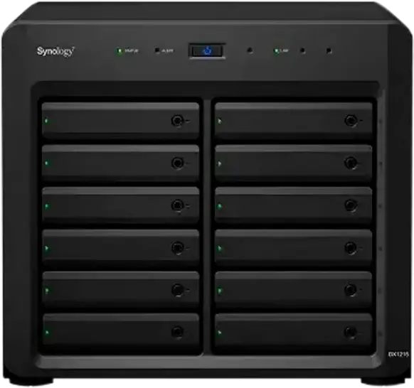 Расширитель NAS Synology DX1215, 12 отсеков SATA III 6Gb/s DiskStation, с поддержкой горячей замены дисков, интерфейс eSATA, черный